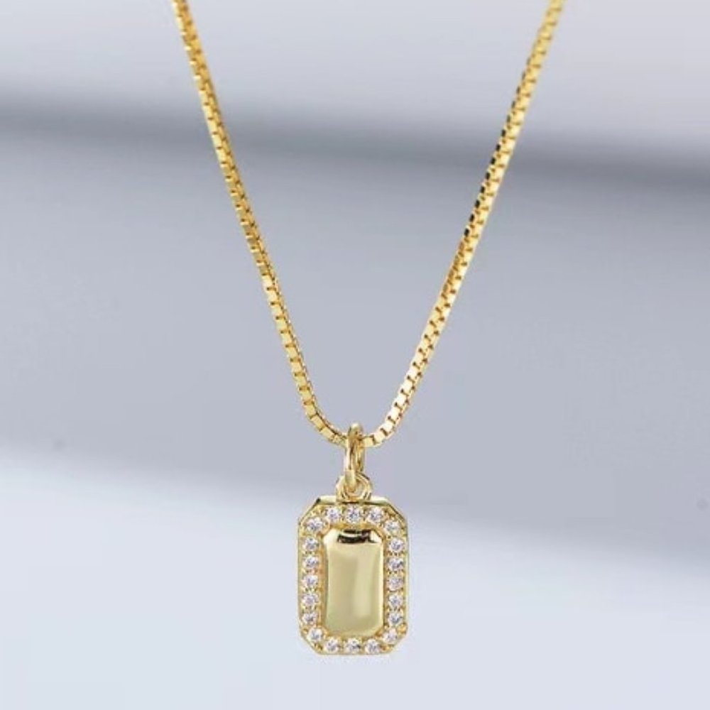 925 Sterling Silver Cubic Zirconia White Minimalist Link Necklace